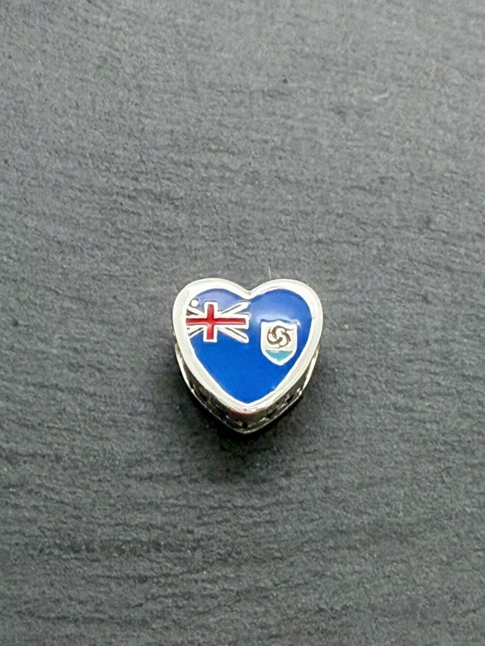 Pandora Anguilla Flag Heart Charm Sterling Silver Jewelry